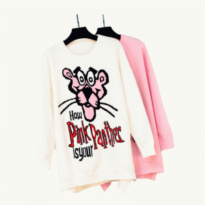 2019 najnowszy sweter z dzianiny sweter damski różowa pantera