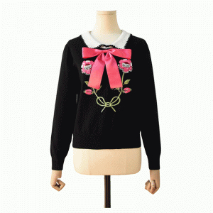 Odzież damska Niestandardowe hafty kwiatowe Swetry Swetry z dzianiny