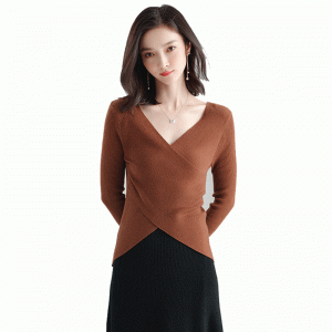 2019 damski sweter z wycięciem pod szyją i krzyżem