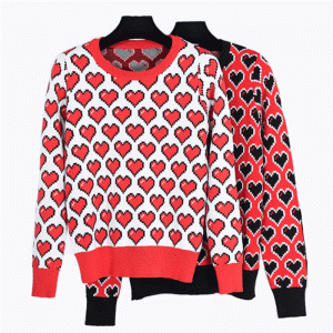 Żakardowy damski sweter OEM i ODM 100% bawełna serca