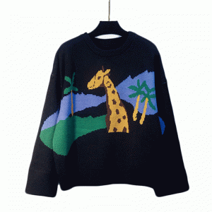 Damski sweter z dzianiny z luźną żyrafą 2019